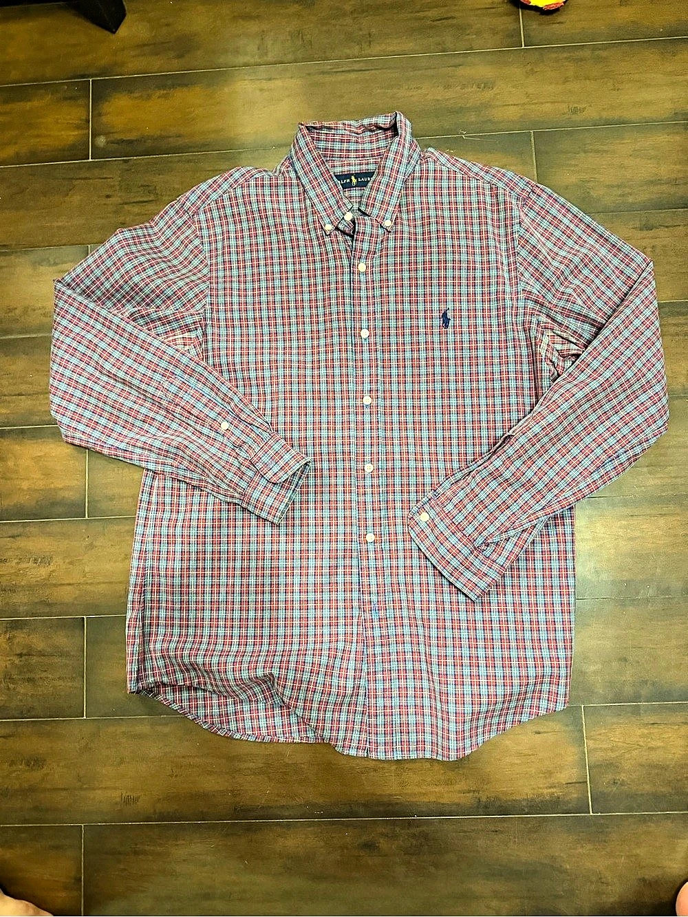 Ralph Lauren Classic Fit Plaid Cotton Button-Down Shirt Large